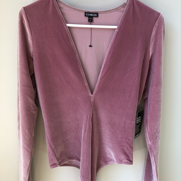 Express Pink Velvet Bodysuit - Picture 2 of 4